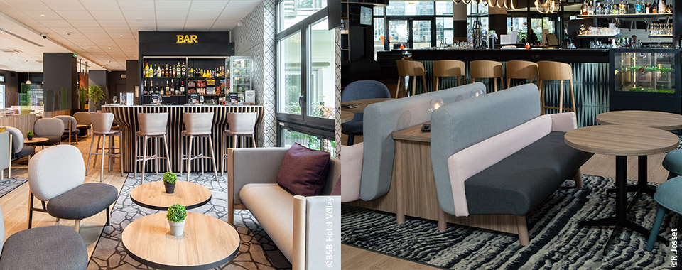 skai® Paratexa NF artificial leather in a hotel bar